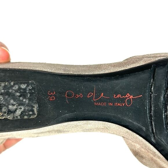 Pas De Rouge Italy Suede Nori Wedge Sandals Fridge Open Toe Taupe EUR 39 US 9 - Picture 12 of 15